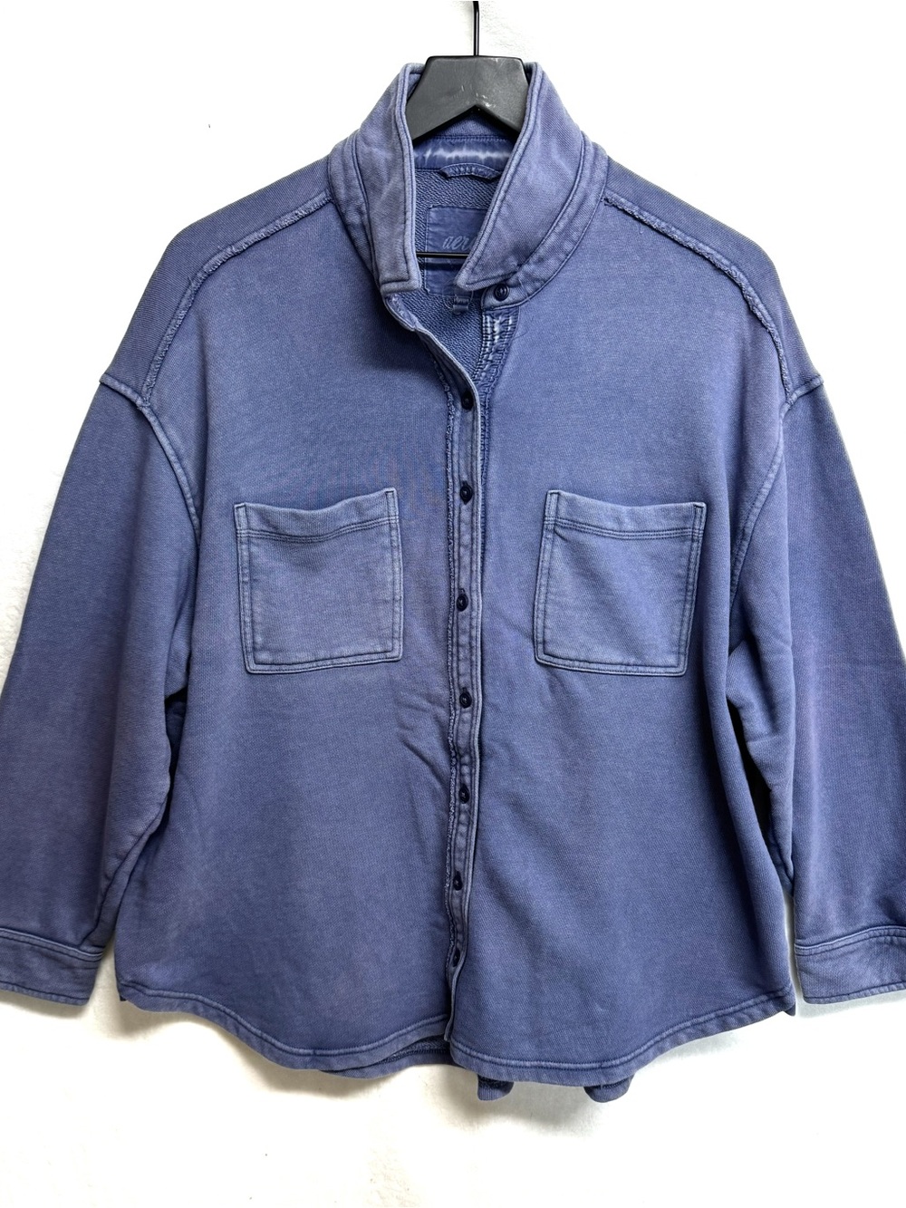 Aerie Shirt Jacket Oversized Lavender Blue Button-Down Bohemian Hippie Big